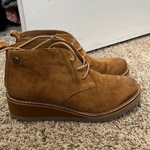 Wedge suede lace up booties /shoes